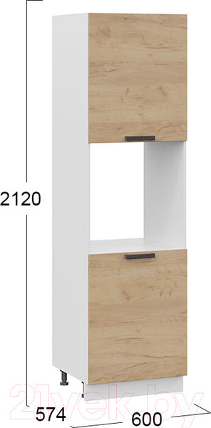 Изображение товара Шкаф-пенал кухонный ТриЯ Детройт 1П6 (белый/дуб крафт золотой)