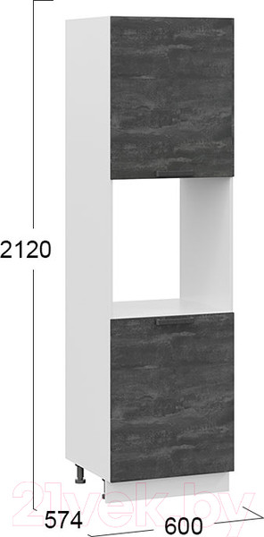 Изображение товара Шкаф-пенал кухонный ТриЯ Детройт 1П6 (белый/угольный камень)