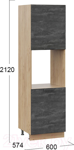 Изображение товара Шкаф-пенал кухонный ТриЯ Детройт 1П6 (дуб крафт золотой/угольный камень)