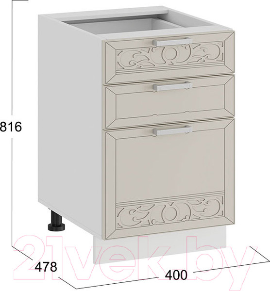 Изображение товара Шкаф-стол кухонный ТриЯ Долорес 1Н4Я3  (белый/крем)