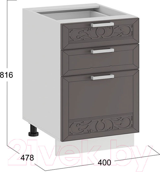 Изображение товара Шкаф-стол кухонный ТриЯ Долорес 1Н4Я3 (белый/муссон)