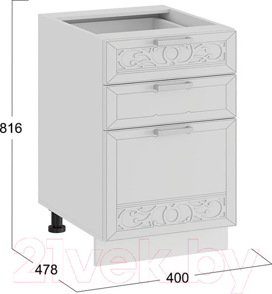 Изображение товара Шкаф-стол кухонный ТриЯ Долорес 1Н4Я3 (белый/сноу)