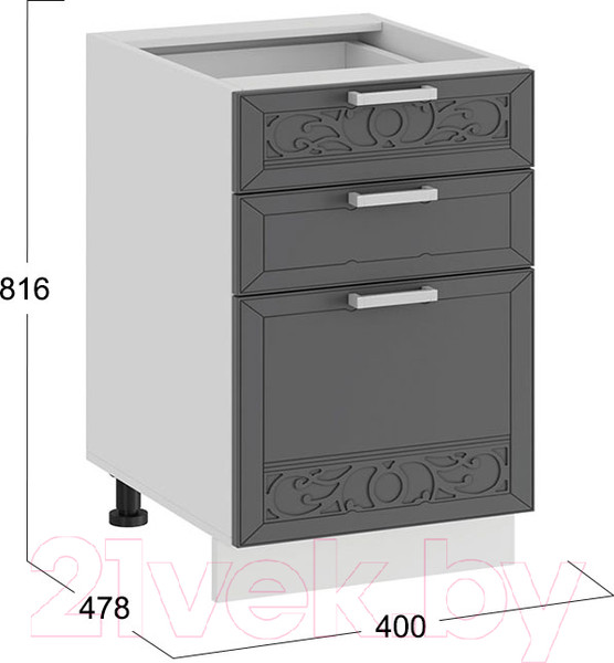 Изображение товара Шкаф-стол кухонный ТриЯ Долорес 1Н4Я3 (белый/титан)