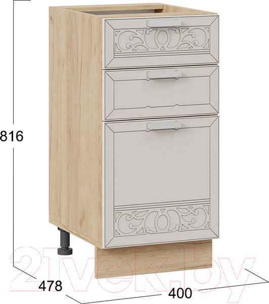 Изображение товара Шкаф-стол кухонный ТриЯ Долорес 1Н4Я3 (дуб крафт золотой/крем)