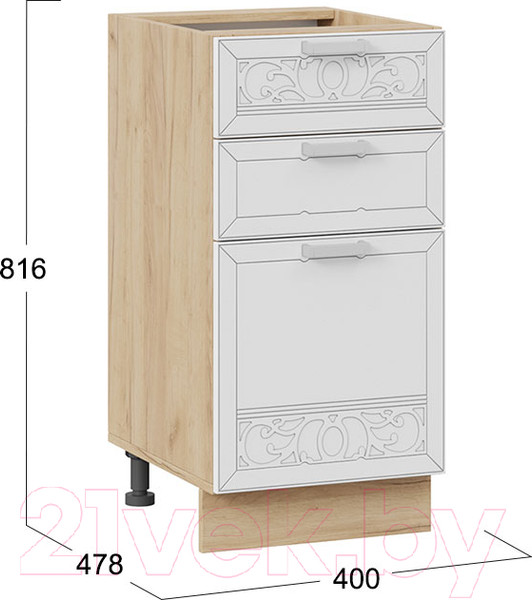 Изображение товара Шкаф-стол кухонный ТриЯ Долорес 1Н4Я3 (дуб крафт золотой/сноу)