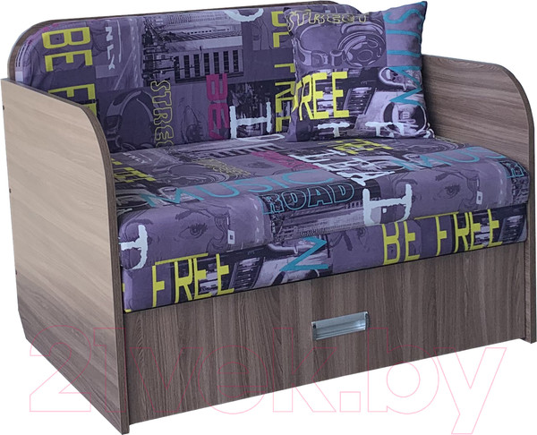 Изображение товара Диван Анмикс Кейт (ЛДСП ясень шимо темный/принт Musik Violet)