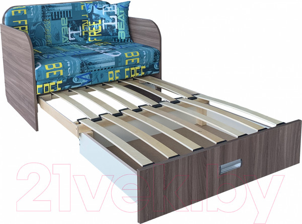 Изображение товара Диван Анмикс Кейт (ЛДСП ясень шимо темный/принт Musik Azure)