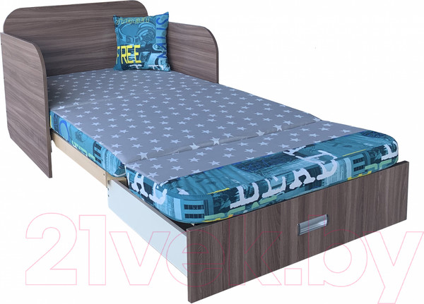 Изображение товара Диван Анмикс Кейт (ЛДСП ясень шимо темный/принт Musik Azure)