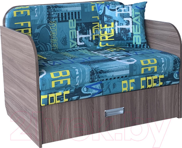 Изображение товара Диван Анмикс Кейт (ЛДСП ясень шимо темный/принт Musik Azure)