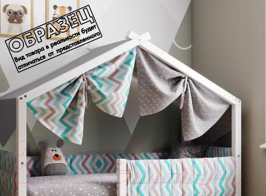 Изображение товара Балдахин на кровать Мебельград Ассоль (зигзаг коралловый)