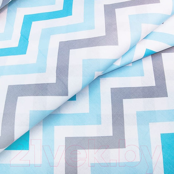 Изображение товара Бортик в кроватку Мебельград Ассоль с надстройкой Зигзаг (небесный)