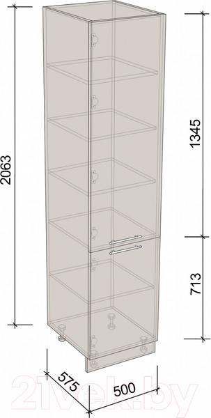 Изображение товара Шкаф-пенал кухонный Артём-Мебель 500мм СН-114.74/1 (ДСП бетон спаркс лайт/бетон спаркс)