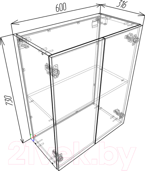 Изображение товара Шкаф навесной для кухни Eligard Urban ШН2 60/73 (белый)