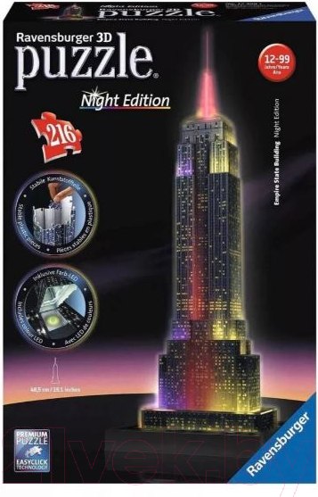 Изображение товара 3D-пазл Ravensburger Ночной Эмпайр Стейт Билдин / 12566 (216эл)