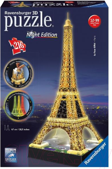 Изображение товара 3D-пазл Ravensburger Ночная Эйфелева башня / 12579 (216эл)