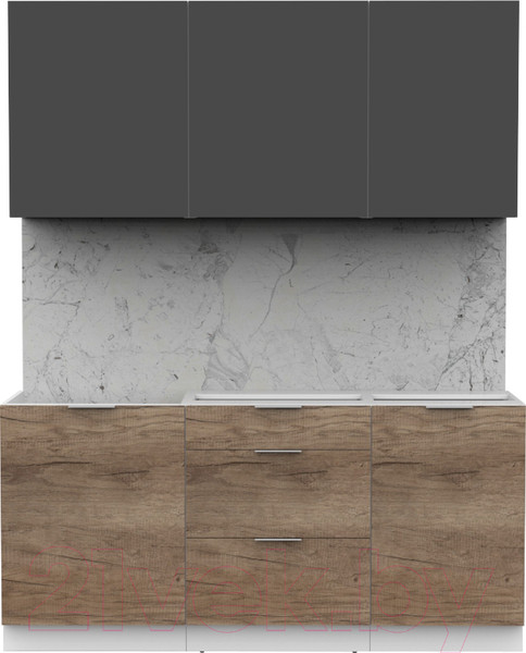 Изображение товара Кухонный гарнитур Интермебель Микс Топ-3 1.7м без столешницы (графит серый/дуб каньон)