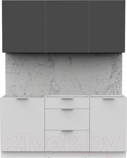 Изображение товара Кухонный гарнитур Интермебель Микс Топ-3 1.7м без столешницы (графит серый/белый премиум)