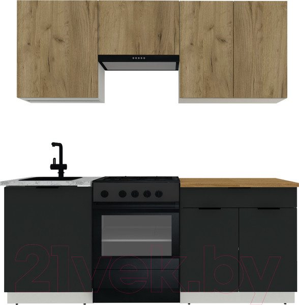 Изображение товара Кухонный гарнитур ВерсоМебель Эко-2 2.0 (дуб крафт золотой/антрацит/ст.золотистый дуб)