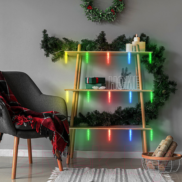 Изображение товара Светодиодная гирлянда VEGAS Нить Сосульки 55170 (1.5м, мультиколор)