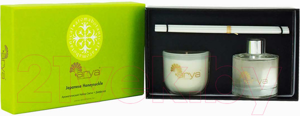 Изображение товара Ароматический набор Arya Japanese Honey Suckle / 8680943087119  (свеча+освежитель воздуха)