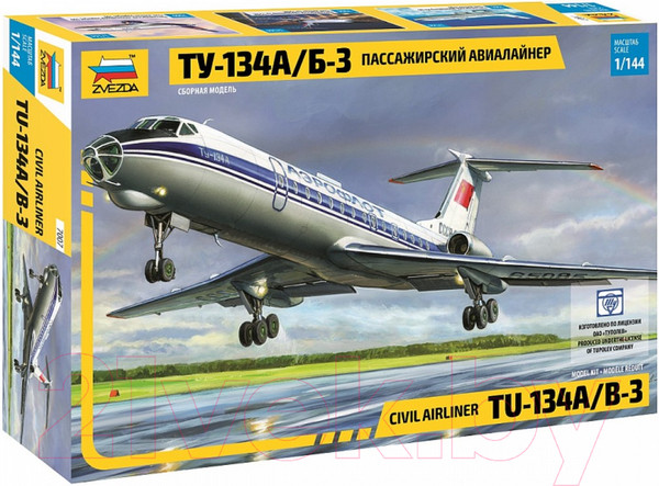 Изображение товара Сборная модель Звезда Пассажирский авиалайнер Ту-134 А/Б-3 / 7007