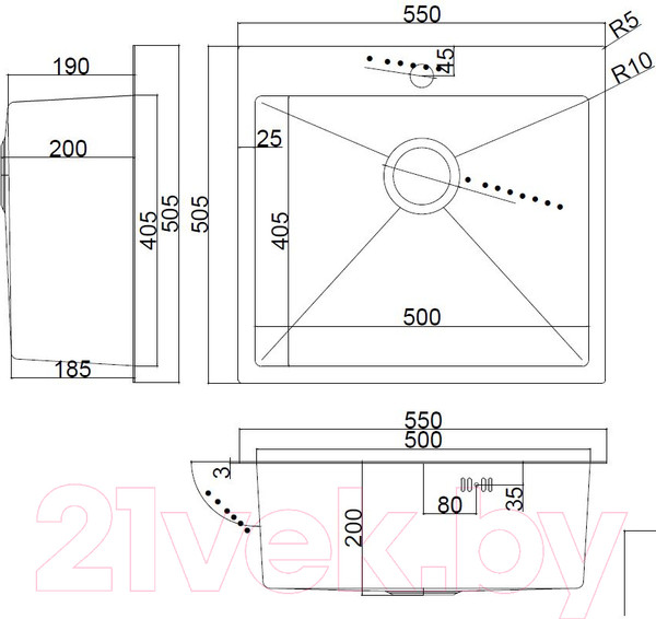 Изображение товара Мойка кухонная Arfeka AF Nano 55x50.5 (сатин)