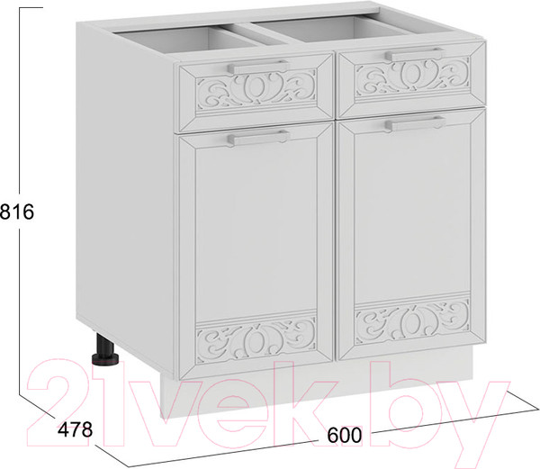 Изображение товара Шкаф-стол кухонный ТриЯ Долорес 1Н6Я1 (белый/сноу)