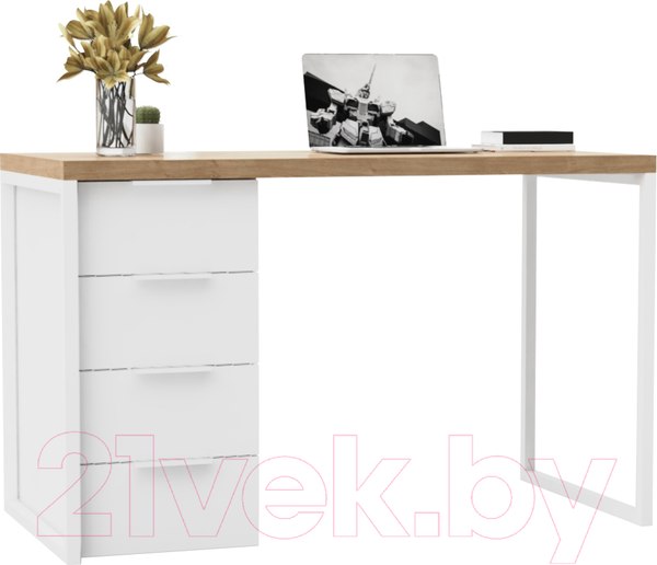 Изображение товара Письменный стол Crafto Кихот Лофт 01 120x60x75 (белый/дуб)