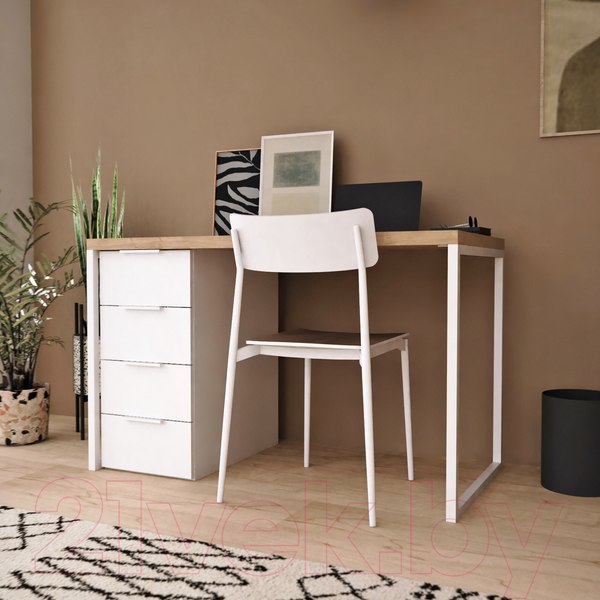 Изображение товара Письменный стол Crafto Кихот Лофт 01 120x60x75 (белый/дуб)