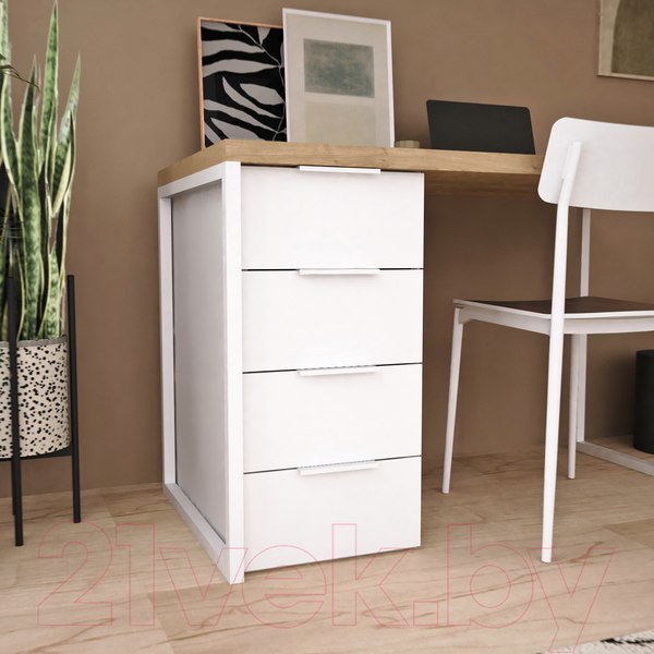 Изображение товара Письменный стол Crafto Кихот Лофт 01 120x60x75 (белый/дуб)