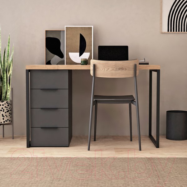 Изображение товара Письменный стол Crafto Кихот Лофт 02 120x60x75 (графит/дуб)