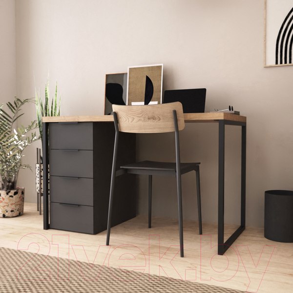 Изображение товара Письменный стол Crafto Кихот Лофт 02 120x60x75 (графит/дуб)