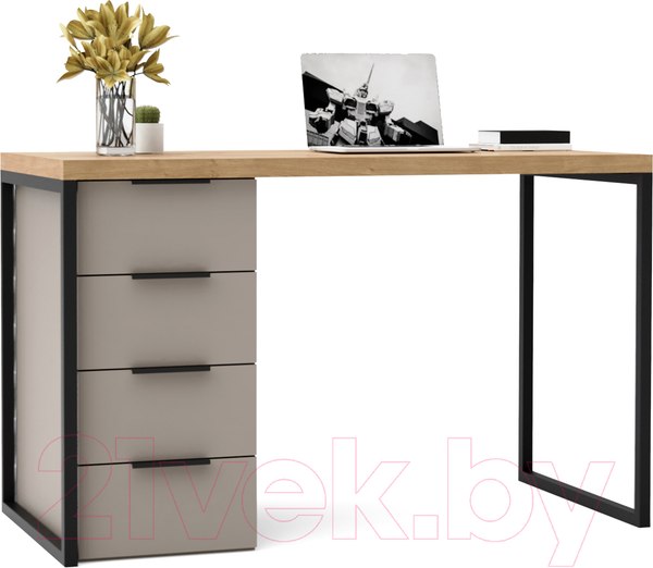 Изображение товара Письменный стол Crafto Кихот Лофт 03 120x60x75 (латте/дуб)
