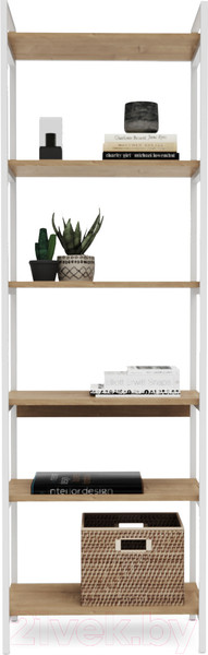 Изображение товара Стеллаж Crafto Симпл Лофт 03 60x32x190 (белый/дуб)