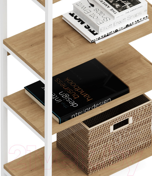 Изображение товара Стеллаж Crafto Симпл Лофт 03 60x32x190 (белый/дуб)