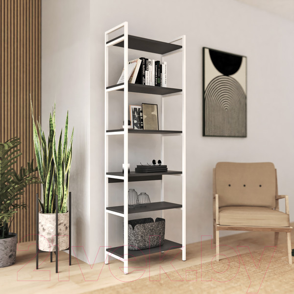 Изображение товара Стеллаж Crafto Симпл Лофт 04 60x32x190 (белый/графит)