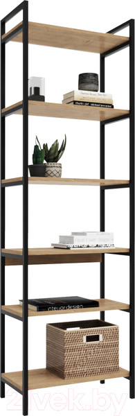 Изображение товара Стеллаж Crafto Симпл Лофт 06 60x32x190 (черный/дуб)