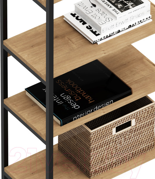 Изображение товара Стеллаж Crafto Симпл Лофт 06 60x32x190 (черный/дуб)