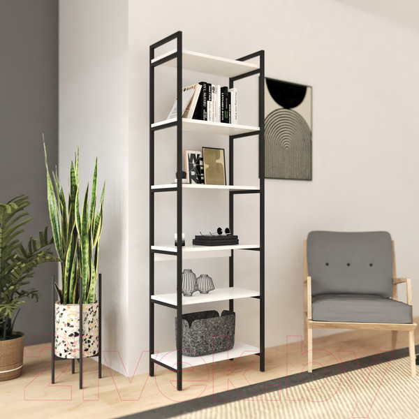 Изображение товара Стеллаж Crafto Симпл Лофт 09 60x32x190 (черный/белый)