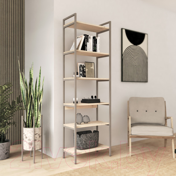 Изображение товара Стеллаж Crafto Симпл Лофт 10 60x32x190 (латте/каштан)