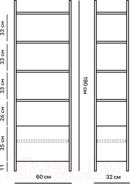 Изображение товара Стеллаж Crafto  Бонд Мини Лофт 04 60x32x190 (белый/графит)