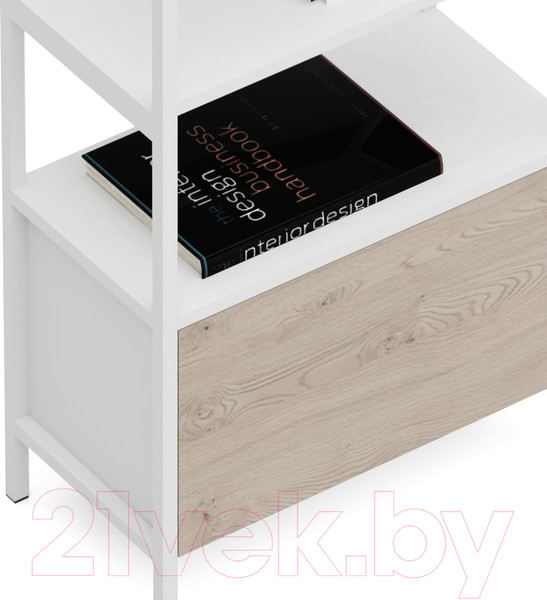 Изображение товара Стеллаж Crafto Бонд Мини Лофт 03 60x32x190 (белый/каштан)