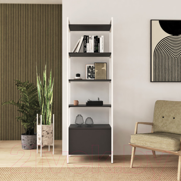 Изображение товара Стеллаж Crafto  Бонд Мини Лофт 04 60x32x190 (белый/графит)