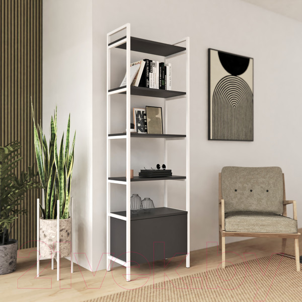 Изображение товара Стеллаж Crafto  Бонд Мини Лофт 04 60x32x190 (белый/графит)