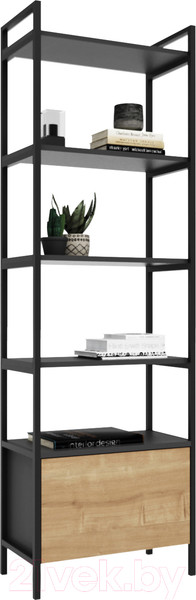 Изображение товара Стеллаж Crafto Бонд Мини Лофт 09 60x32x190 (графит/дуб)