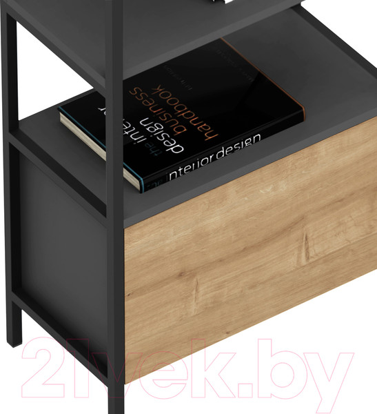 Изображение товара Стеллаж Crafto Бонд Мини Лофт 09 60x32x190 (графит/дуб)