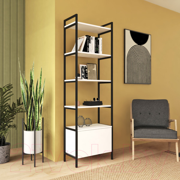 Изображение товара Стеллаж Crafto Бонд Мини Лофт 10 60x32x190 (черный белый)