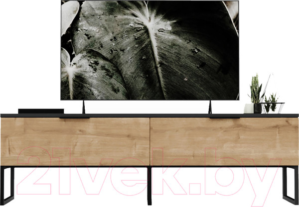 Изображение товара Тумба Crafto Рокки 01 150x38x47 (графит/дуб)