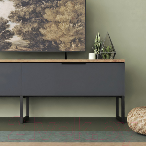 Изображение товара Тумба Crafto Рокки 02 150x38x47 (черный/дуб)