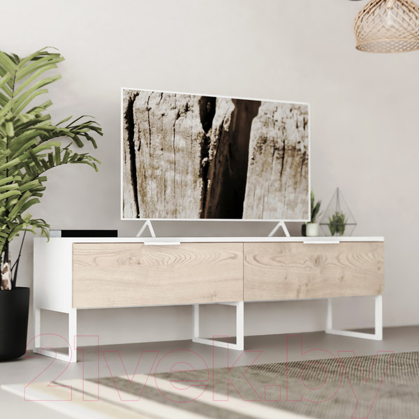 Изображение товара Тумба Crafto Рокки 04 150x38x47 (белый/каштан)